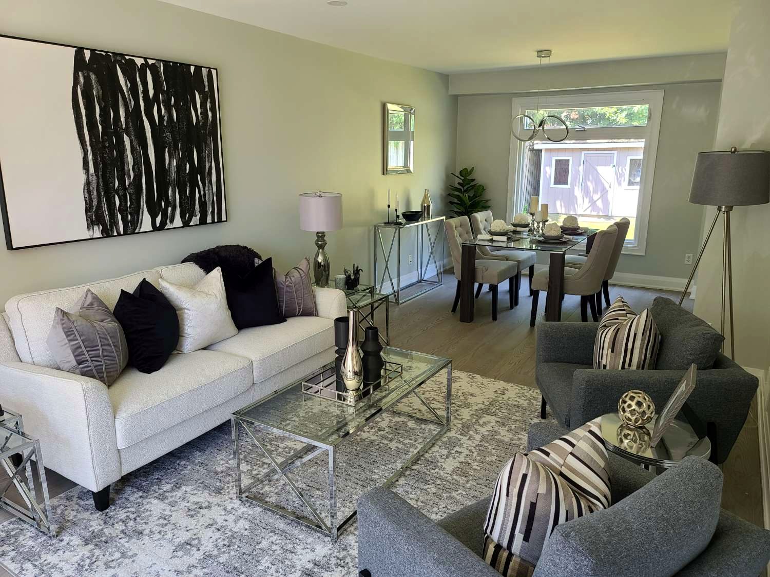 Renovated open-plan living and dining room
